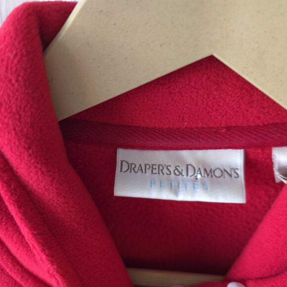 Draper’s & Damon’s PXL Christmas Vest Red Fleece Zip Front Holiday Trees Stars - Picture 4 of 8